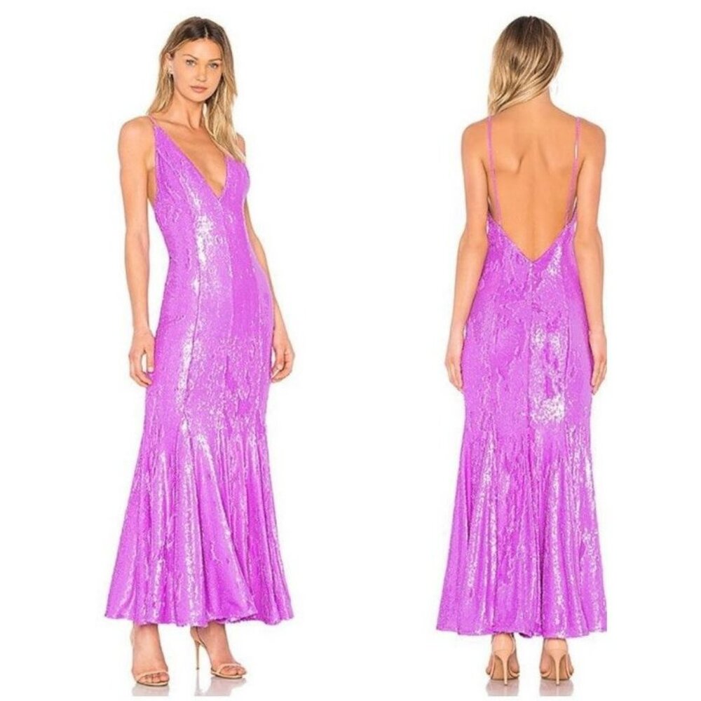 X BY NBD NEW sequined Chiquitita Gown In maxi Lavender Size Small Revolve